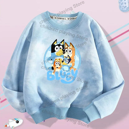 Blueyi Series Kid Pullover Sweatshirts Trendy Long Sleeves Top Bingo Autumn Winter Cartoon Child Clothes Birthday Christmas Gift