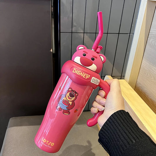 Hot Sale 800Ml Kawaii Lotso Mickey Large Capacity Thermos Cup 316 Stainless Portable Straw Cup Coffee Cooler Cup Gift Christmas