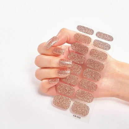 Semi Cured Gel Nail Sticker Pure Color UV LED Lamp Covered Waterproof Full Adhesive Long Self Nail Decals Manicure Lasting