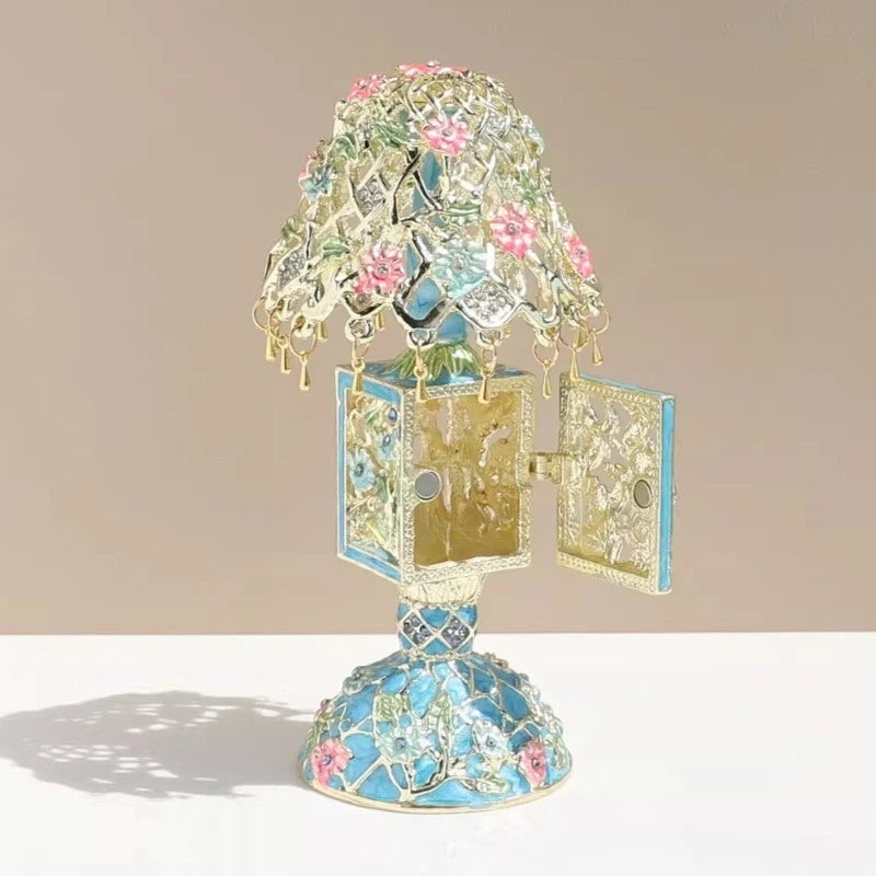 Alloy Enamel Color Jewelry Box Retro Ring Earring Storage Case Woman Trinket Display Case Luxury Jewellery Storage Container