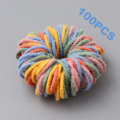 100pcs New Cute Girl Hair Bands Candy Color Elastic Rubber Band Hair Band Child Baby Headband Scrunchie Hair Tie Accessories
