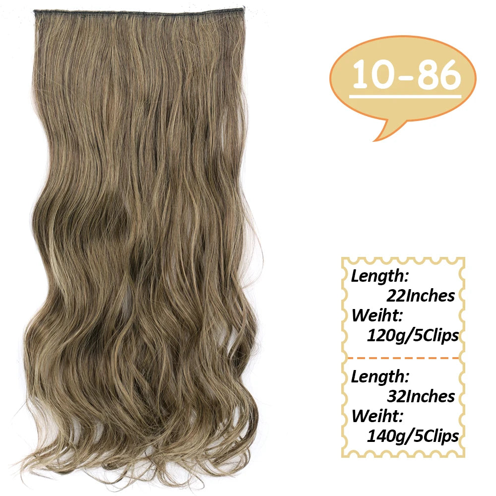 NICESY Synthetic Long Wavy 5 Clips Hair Extensions 22Inch/32Inch Clip On Hair Extensions High Tempreture Fake For Women