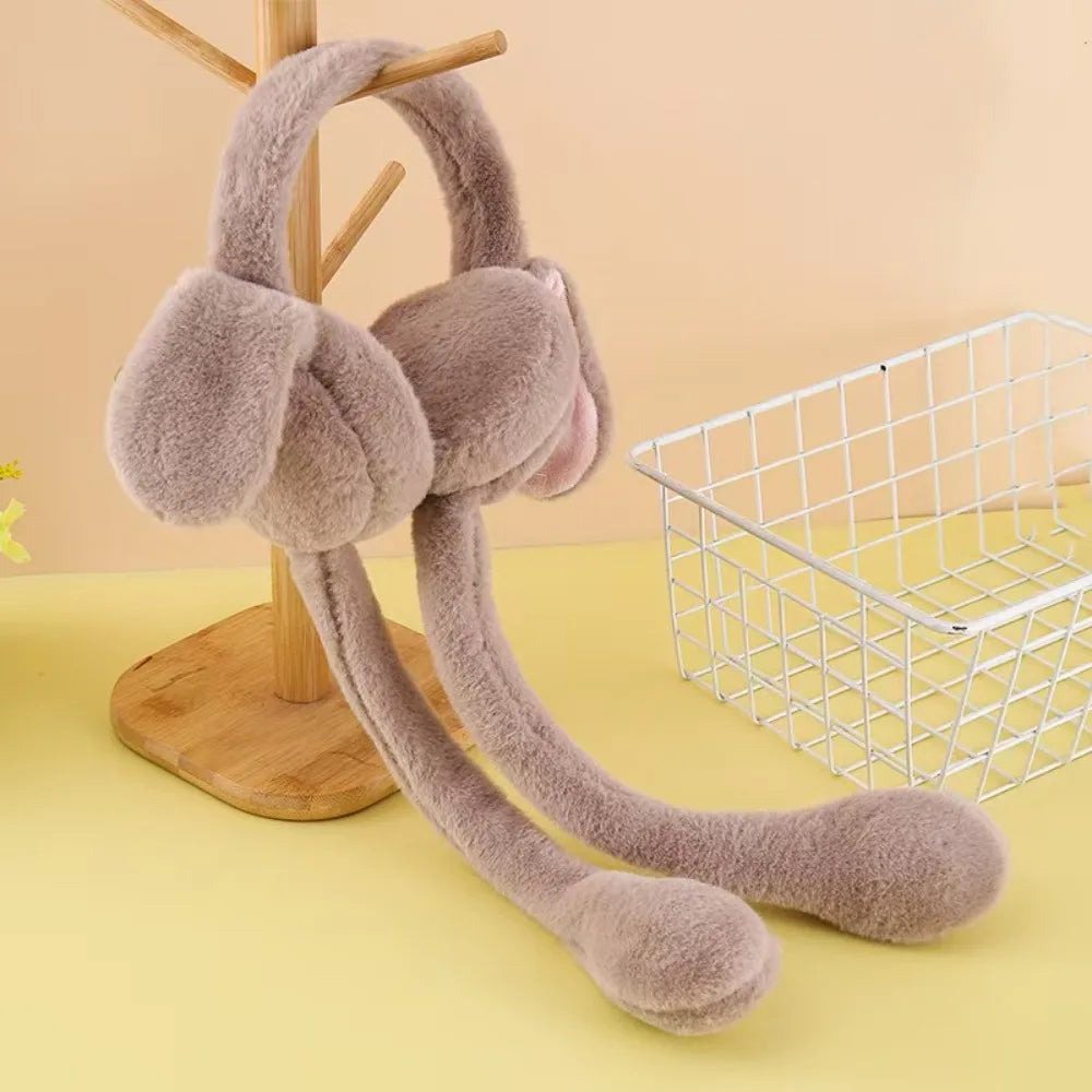Creative Rabbit Ear Muffs Soft Moving Jumping Ears Winter Warm Earmuffs Ear Warmer for Women Girls