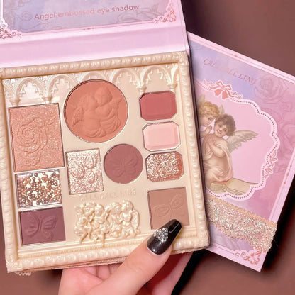 Lace Style 10 Colors Eyeshadow Palette Glitter Highlighter Face Contour Blush Palette Matte Eyeshadow Makeup Waterproof Makeup