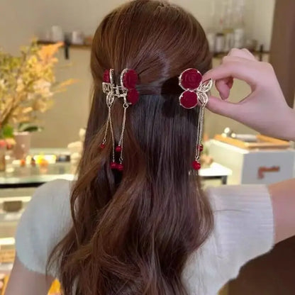 Delicate Tassels Rose Flower Alloy Hairpins for Women Girls Charm Retro Hair Clip New Hair Women's Accessories Gifts