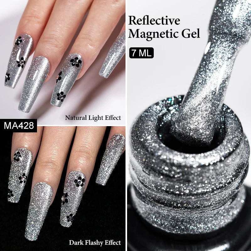 7ml Red Series Cat Magnetic Gel Nail Polish Sparkle Glitter Semi Permanent Nail Art UV Gel Varnish Manicure For Valentines Nails