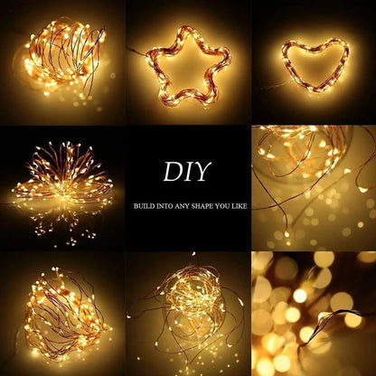 LED Fairy String Light 2M 20LED Battery Operated Copper Wire Warm White for Christmas Wedding Party Decor Indoor OutdoorLighting