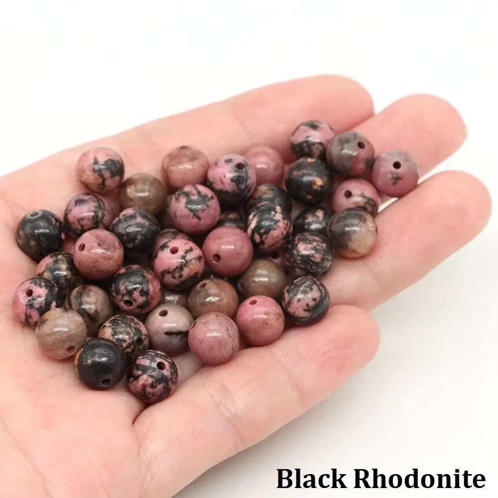 4 6 8 10mm Natural Black Tourmaline Beads Round Smooth Loose Stone Bead For Jewelry Making Diy Bracelet Necklace Accessories