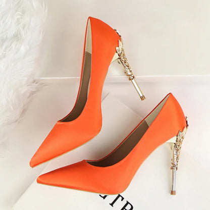 9219-2 Style Women Fashion Shoes Pure Color Leather High Heels Low Heels Medium Capsule Korean Style Spring Autumn