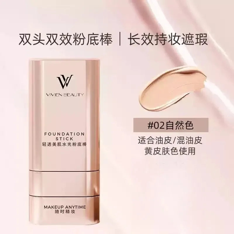 VIVIEN BEAUTY Double-Head Foundation Stick - Light Transparent Concealer Erases Spots & Acne Pores While Brightening Skin Tone