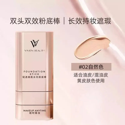 VIVIEN BEAUTY Double-Head Foundation Stick - Light Transparent Concealer Erases Spots & Acne Pores While Brightening Skin Tone