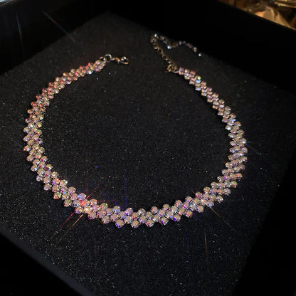 Luxury Shiny Full Rhinestone Choker Necklace for Women Personalized Geometric Crystal Necklaces Wedding Jewelry Party Gifts