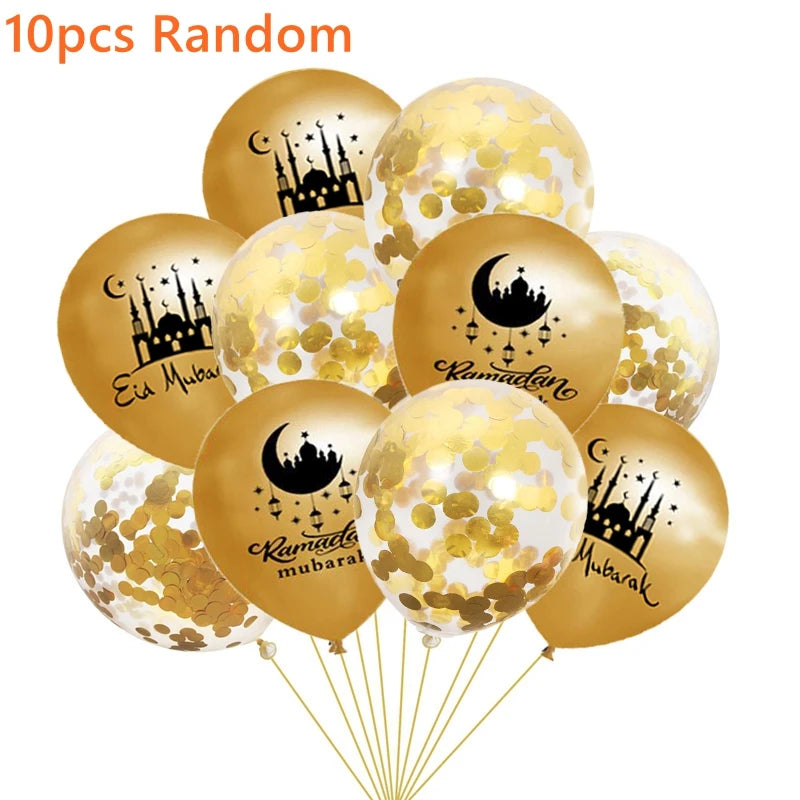 10pcs Eid Balloon Eid Mubarak 2025 Ramadan Decoration For Home Aid al-fitr Mubarak Kareem Islamic Festival Muslim Party Supplies