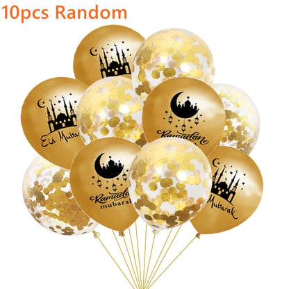 10pcs Eid Balloon Eid Mubarak 2025 Ramadan Decoration For Home Aid al-fitr Mubarak Kareem Islamic Festival Muslim Party Supplies
