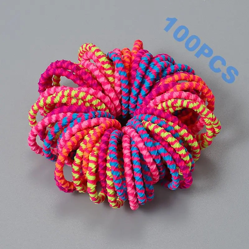 100pcs New Cute Girl Hair Bands Candy Color Elastic Rubber Band Hair Band Child Baby Headband Scrunchie Hair Tie Accessories
