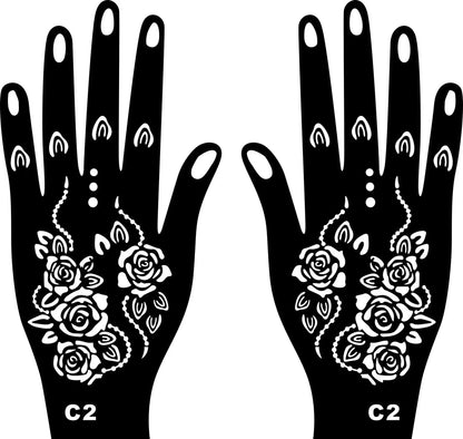 2025 New Professional Henna Stencil Temporary Hand Tattoo Body Art Sticker Template Wedding Tool Flower Tattoo Stencil