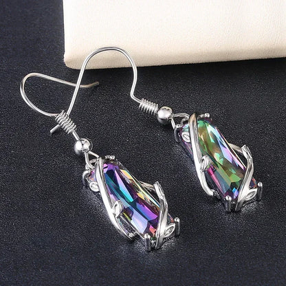 2026 Multicolored Rectangular Stone Ring/Necklace Set Novel Design Anniversary Party Women Jewelry Factory Direct Selling
