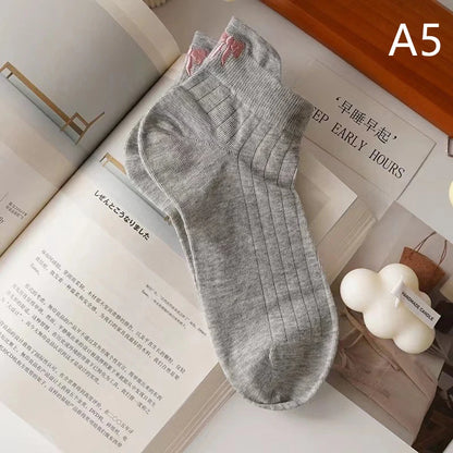 New Design Heel Bow Women Short Socks Lolita Kawaii Summer Thin Breathable Hollow Out Low Tube Sock Ins Trend White Cotton Socks