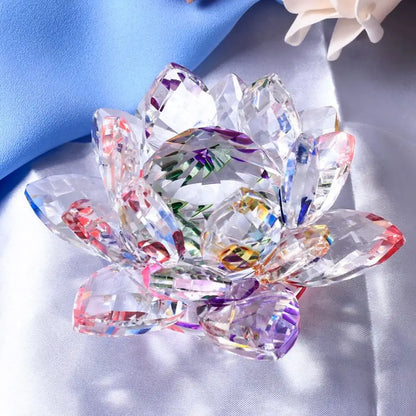 Feng shui Quartz Crystal Lotus Flower Crafts Glass Paperweight Ornaments Figurines Home Wedding Party Decor Gifts Souvenir