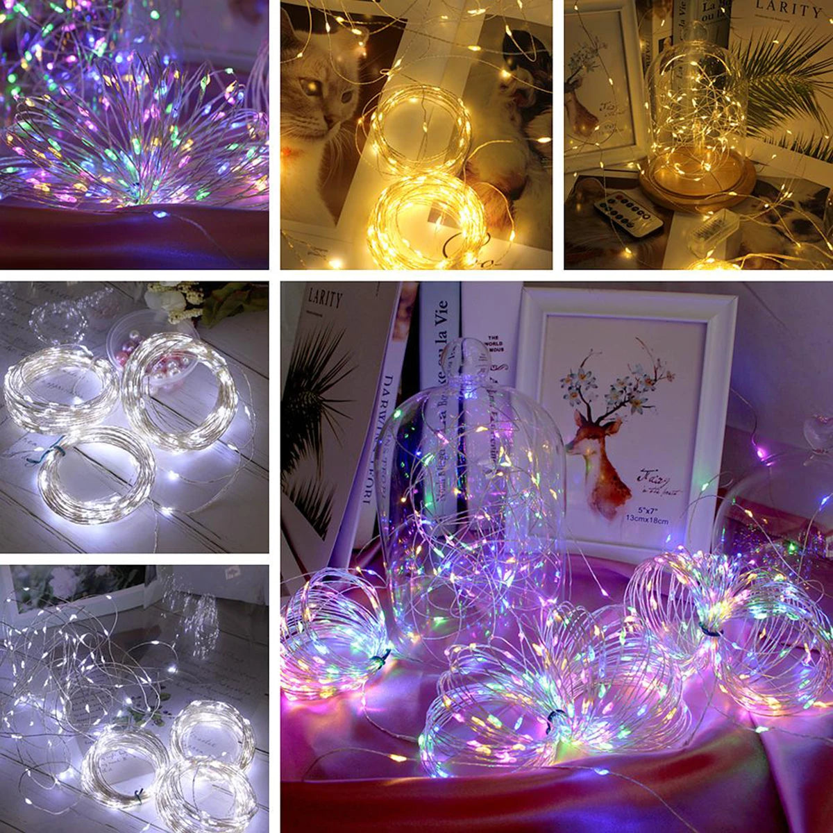 50M/120M LED String Lights Silver Wire Fairy Lights Christmas Garland For Street Patio Tree Garden Camping Party Decor