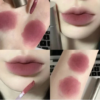 Dark Brown Matte Velvet Lip Gloss Waterproof Liquid Lipstick Nude Brown Lips Tint Mud Makeup Latte Coffee Lip Glaze Cosmetics