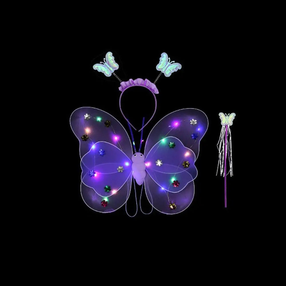 Luminous Wings Flashing Butterfly Skirt Lights Suit LED Children Costume Props Girls Skirts Angel 2-8year Easter Valentines Day