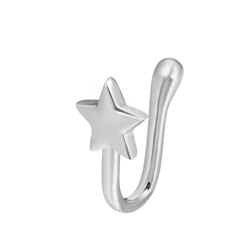 1Pc Copper Fake Piercing Nose Ring Butterfly Crown Star Heart Clip On Nose Ear Clip Cuff Earring for Women Gift Body Jewelry Nez
