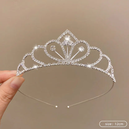 Children's Princess Crown Crystal Tiara Girls Hair Accessories High-end Atmosphere Dance Performance Birthday Gift Crown