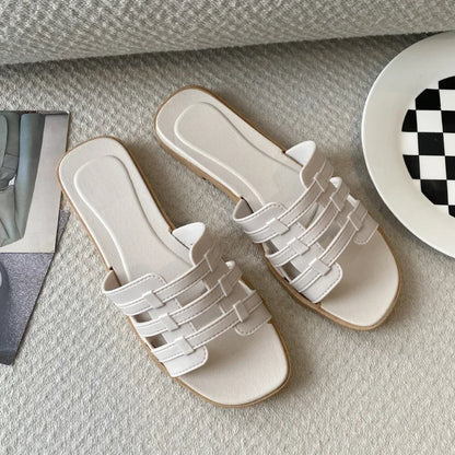 New Summer Women's Slippers Outer Wear Korean Style Ins Web Red Shrimp Skin Fashionable Sandals Quick Selling Amazon Wholesale