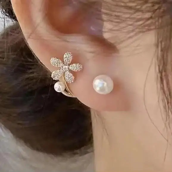 925 Silver Needle Korean Fashion Double V Crystal Earrings For Women Jewelry 2026 Trending Luxury Women's Earrings Behind Ear