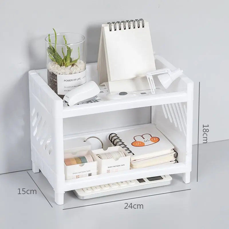 Desktop Storage Rack Multi-Layer Stationery Organizer Stand Office Home School Display Holder Rack Dormitory Desk Organizer