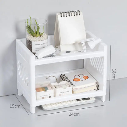 Desktop Storage Rack Multi-Layer Stationery Organizer Stand Office Home School Display Holder Rack Dormitory Desk Organizer