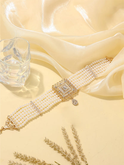 Moroccan Women's Pearl Jewelry Set Luxurious Vintage Style Necklace Earrings, Bridal Wedding Party Accessories