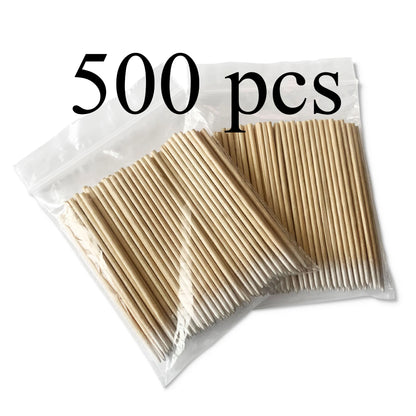 100/500pcs Micro Wood Cotton Swab Eyelash Extension Tools Tatoo Microblading Cleaning Wooden Sticks Cosmetic Cotton Brush Buds