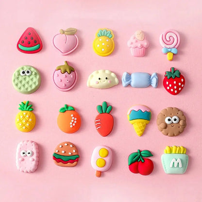 4Pcs/Pack DIY Decoration Water Cup Stickers Hard Resin Soft Rubber Toy Accessories 3D Cartoon Sticker Refrigerator Random Style