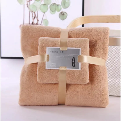 2PC Bath Towels Set Super Soft Highly Absorbent Quick-drying For Adults Hotel & Spa Use Coral Velvet Bath Towel