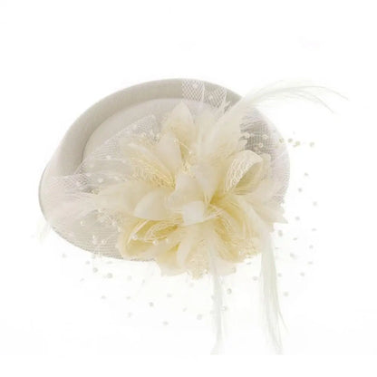 Flower Faux Woolen Fascinator Hat Elegant Artificial Feather Mesh Cocktail Headwear Wedding Bridal Cocktail Headwear Fasciantor