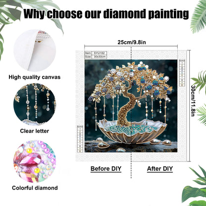DIY money tree Special Shape Diamond Art Painting Kit for Adult Beginner,Crystal Diamond Dot Kit for Home Wall Decoration Gift