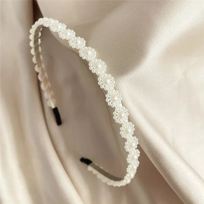 VAGZEB Fashion Full Pearl Hairbands Elastic Flower Women Hair Hoop Bands Headband Bezel Girls Hair Accessories Headdress