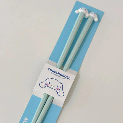 Hello Kitty Melody Cinnamoroll Alloy Chopsticks Non-Slip Couple Cartoon Design Household Set Chopsticks Children Gifts