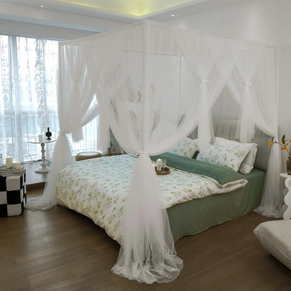 Mosquito NET for Bed Canopy Four Corner Post Curtains Bed Canopy Elegant Mosquito Net Set Twin/Queen/King for Girls & Adult ﻿