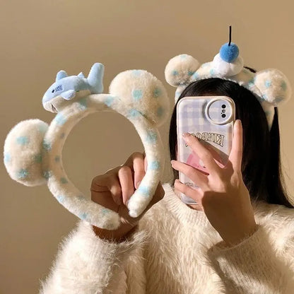 1PC Cute Cartoon Shark Crab Plush Hairband Women Hair Hoop Headdress Headband Hair Accessories Girl Gift
