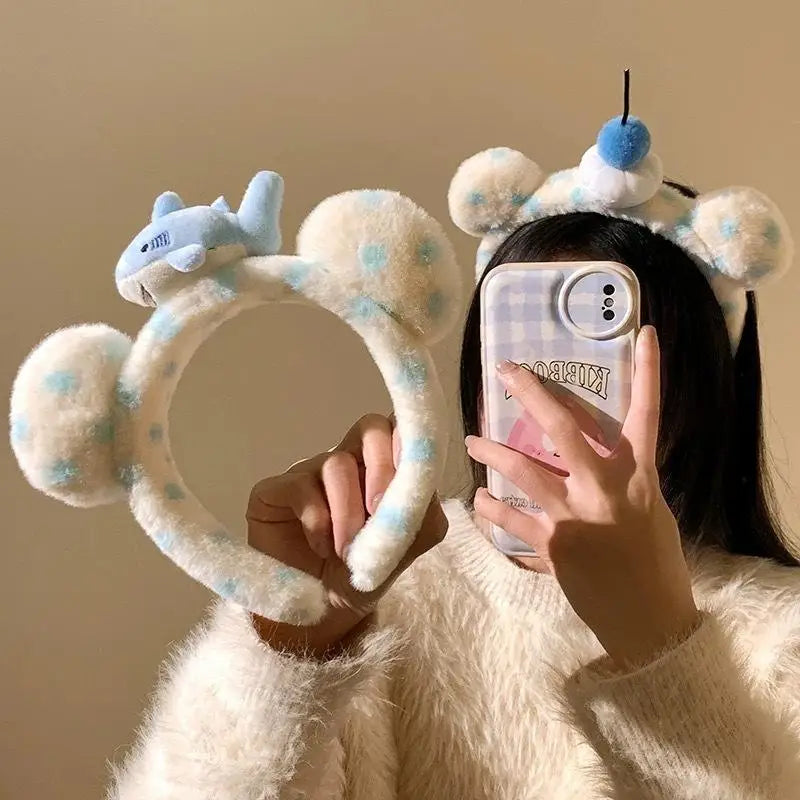 1PC Cute Cartoon Shark Crab Plush Hairband Women Hair Hoop Headdress Headband Hair Accessories Girl Gift