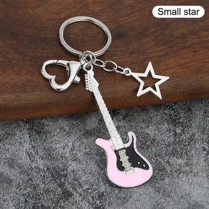 1Piece Y2K Guitar Cat Key Chain For Men Women Pentagram Bow Pendant Fashion Rock Punk Bag Accessories Gift