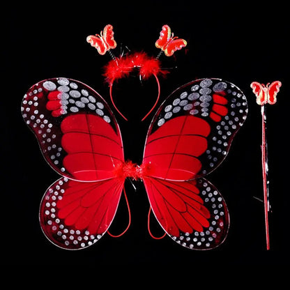 Luminous Wings Flashing Butterfly Skirt Lights Suit LED Children Costume Props Girls Skirts Angel 2-8year Easter Valentines Day