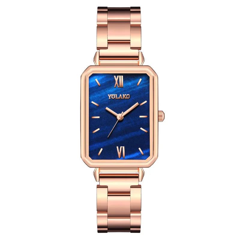 Women's Fashion Square Green Classic Wrist Retro Small Wristwatch Casual Quartz Watch For Lady