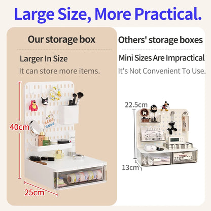 Office Desktop Pegboard With Storage Boxes, Large - Capacity Drawers, And Free - Combination Design.