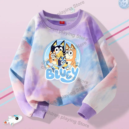 Blueyi Series Kid Pullover Sweatshirts Trendy Long Sleeves Top Bingo Autumn Winter Cartoon Child Clothes Birthday Christmas Gift