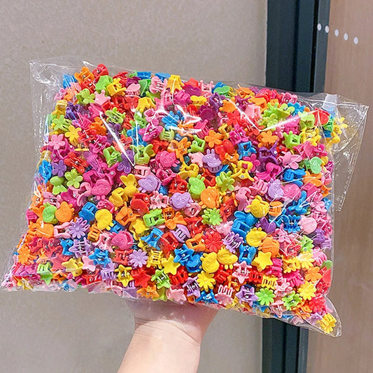 100Pcs Cute Flower Star Hair Claws Styling Hair Braid Hairpins Kids  Colorful Small Girls Hair Clips Hair Accessories Headwear