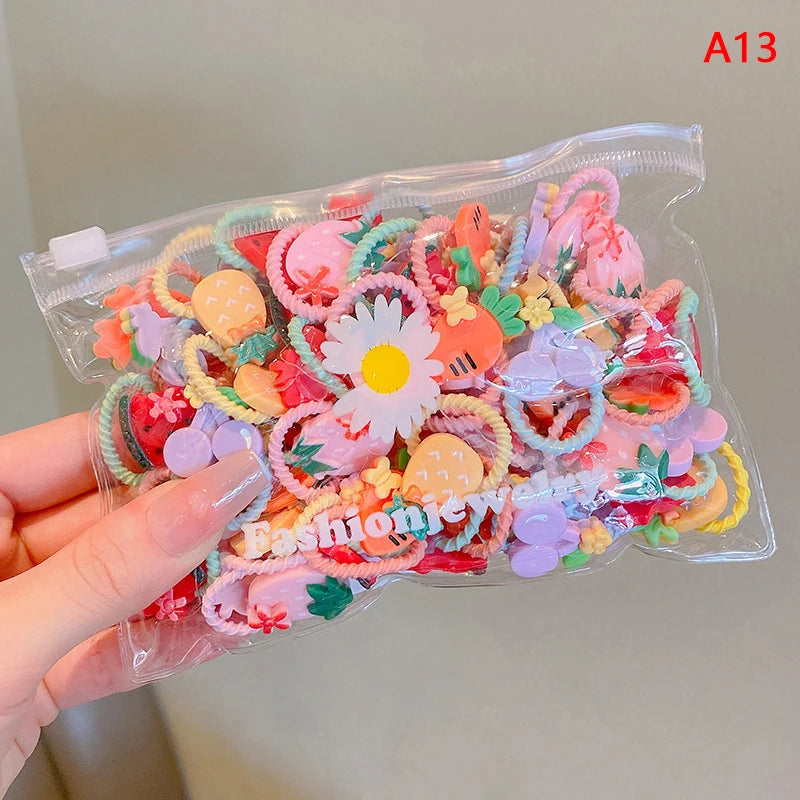 20Pcs Cute Rubber Bands For Children Does Not Hurt The Hair Elastic Good Girl Baby Head Rope Small Tie Hair Chirp Headdress